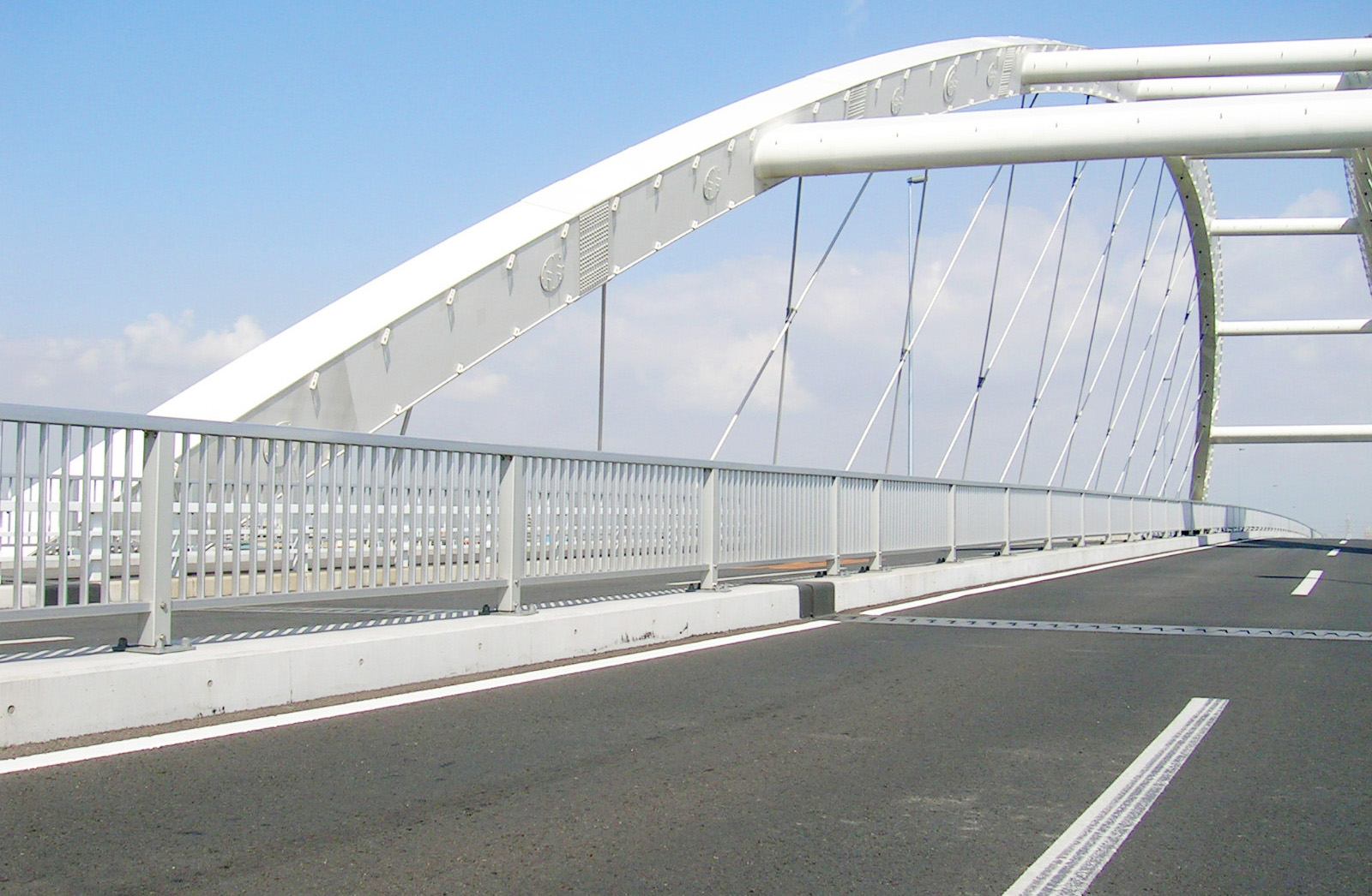 施工実績写真：中央分離帯高欄(庄内川南陽大橋)
